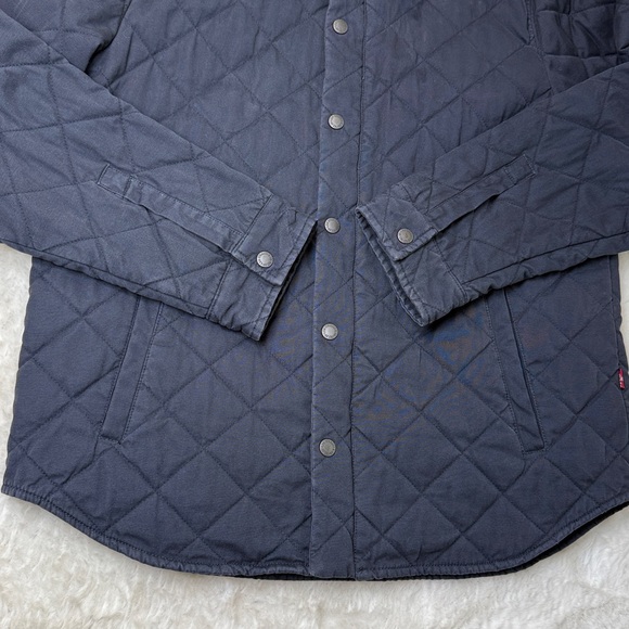 Levis Quilted Shirt Jacket Men Medium Navy Zip Snap Barn Coat Shacket Cotton - Picture 15 of 17
